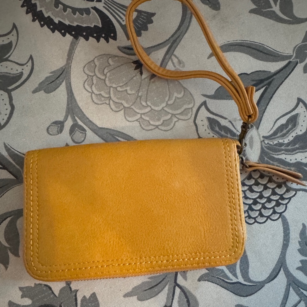 Yellow Leather Wristlet